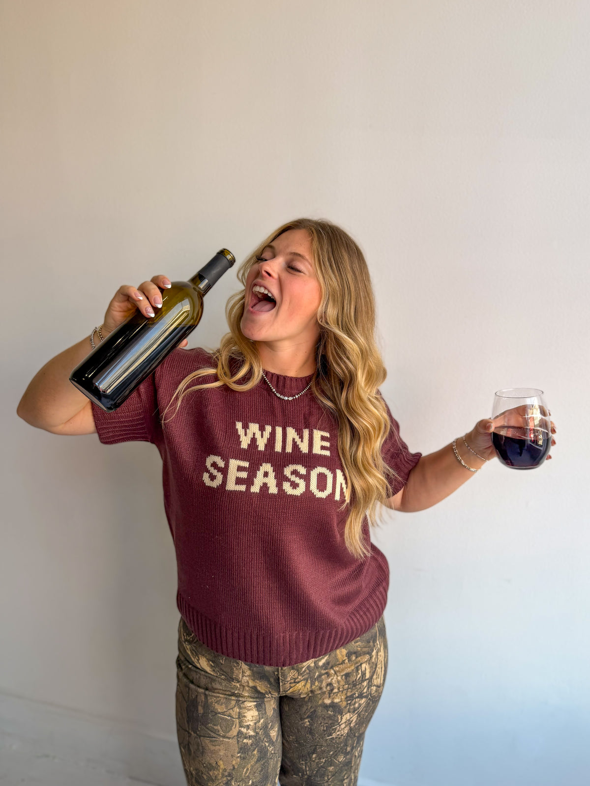 Wine Weather Short Sleeve Sweater