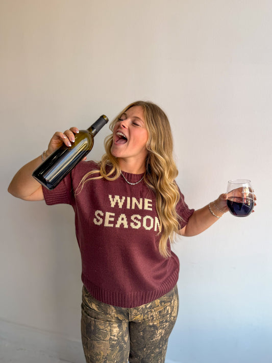 Wine Weather Short Sleeve Sweater