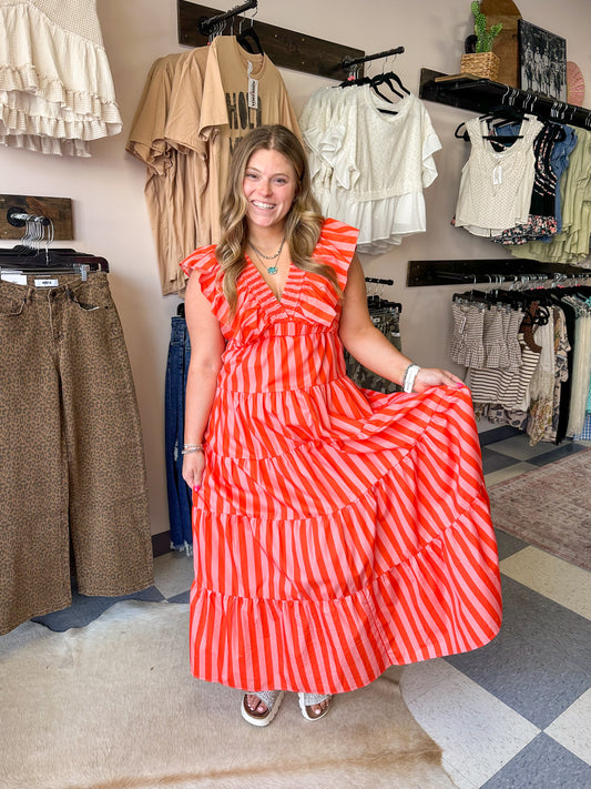 Summer Sun Striped Maxi Dress
