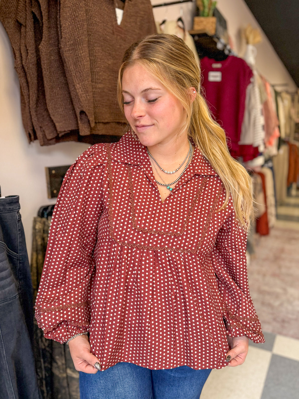 Dotted Peplum Styled Top