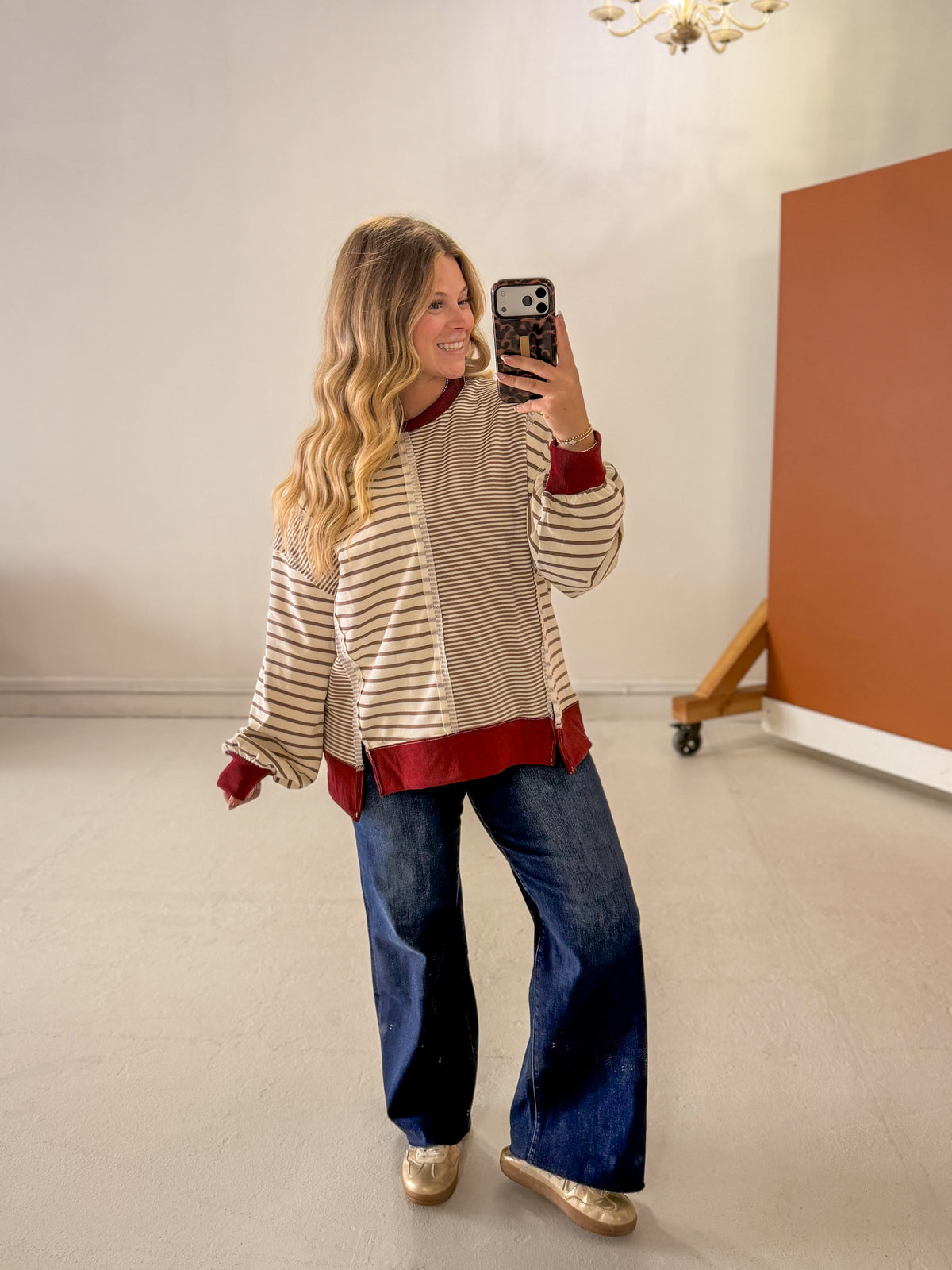 Serena Stripe Pullover Top in Cream