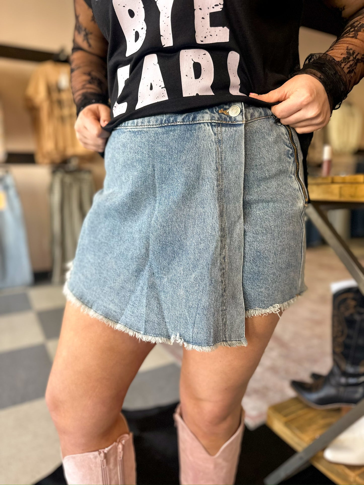 MICA: Denim Vintage Mini Skort
