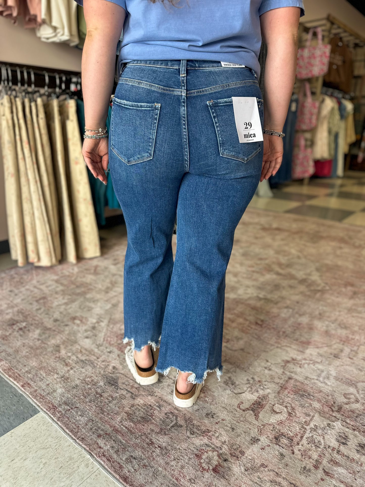 Mica: Medium Wash 90S Vintage Crop Flare