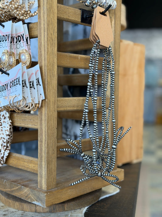 Faux Navajo Pearl Bow Necklace