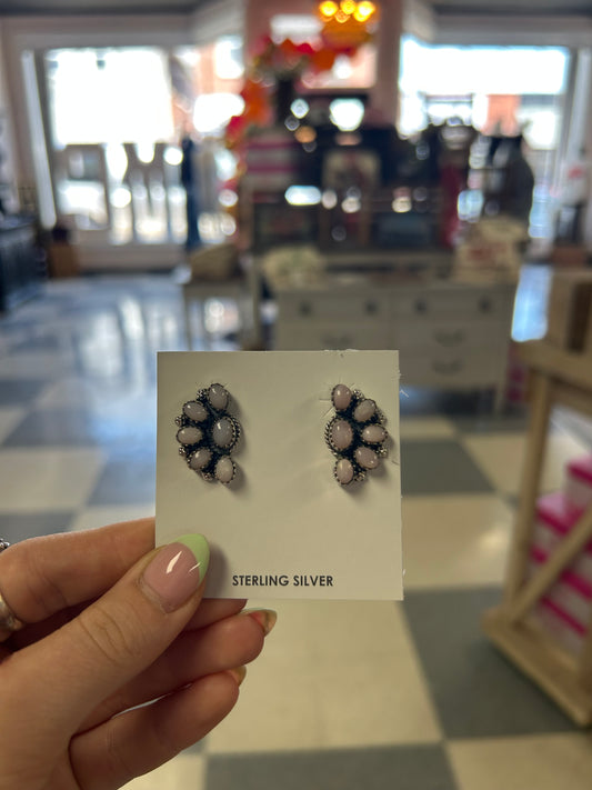 Pink Opal Cluster Earrings