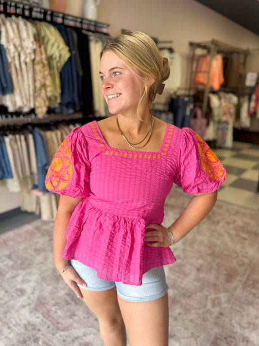 Golden Hour Puff Sleeve Top