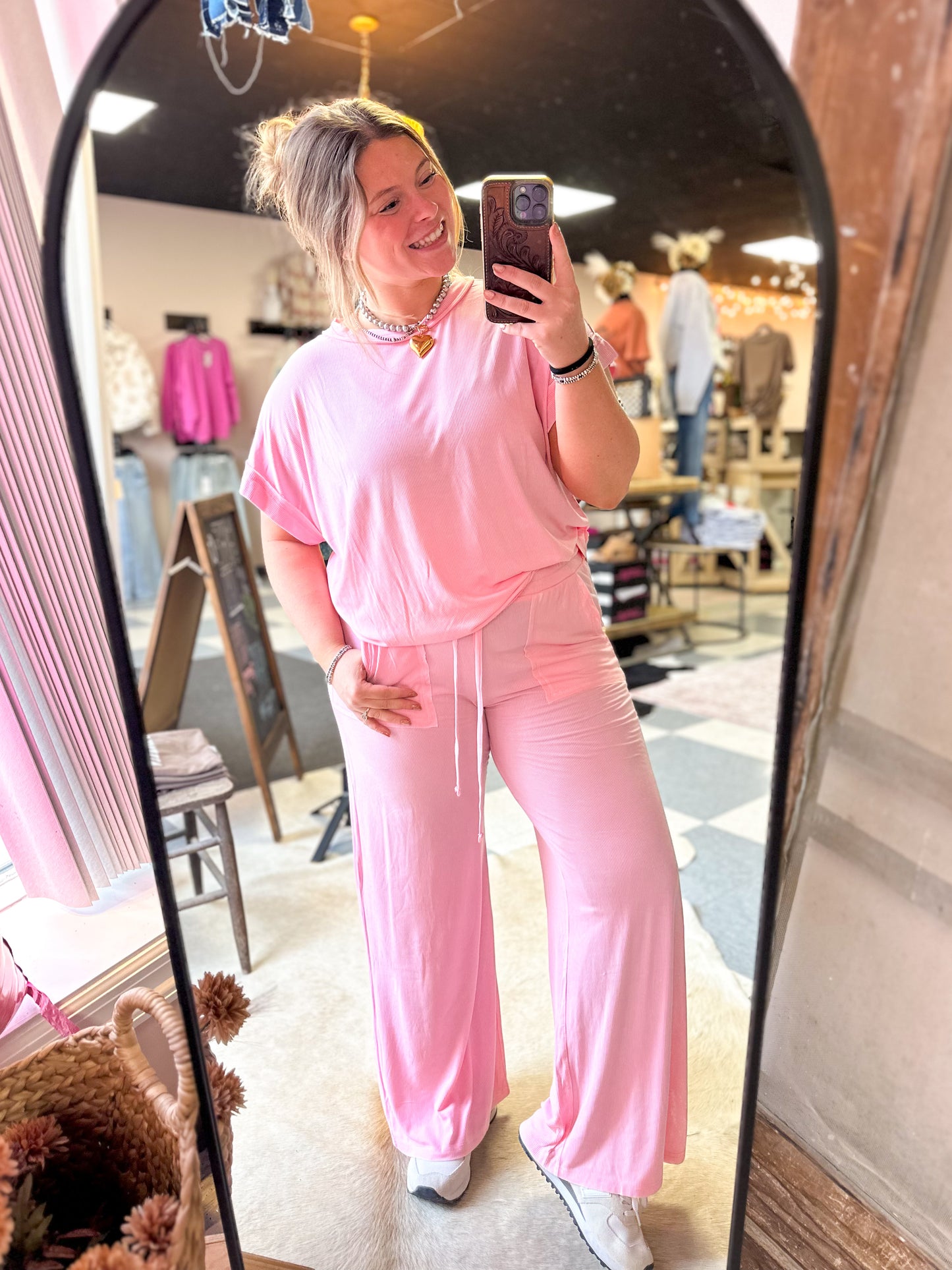 Candy Pink Vintage Washed Lounge Set