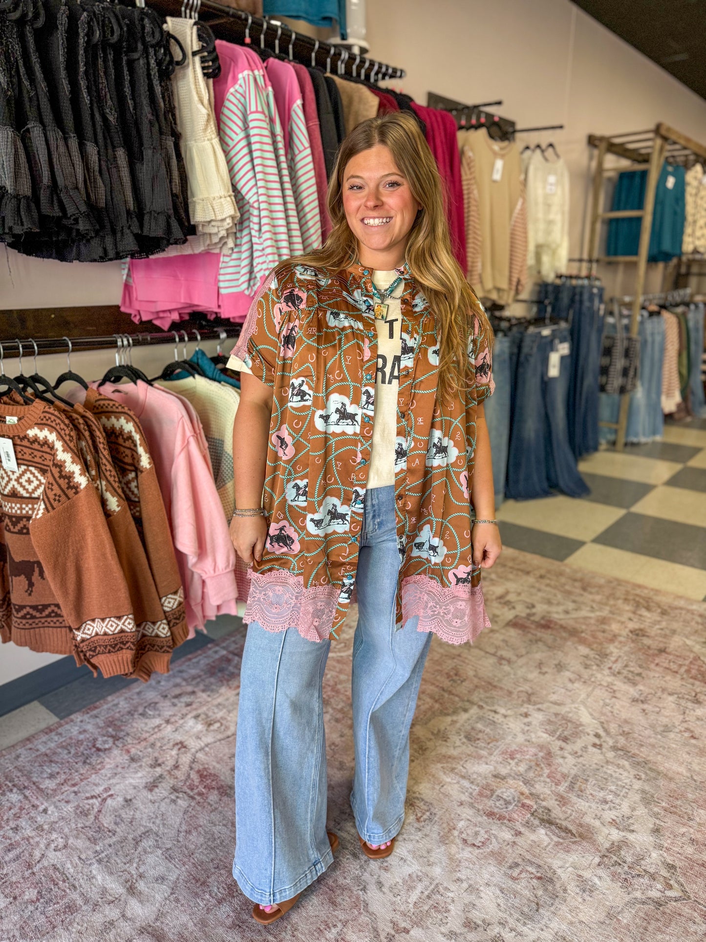 Blushin' Bronco Tunic Top