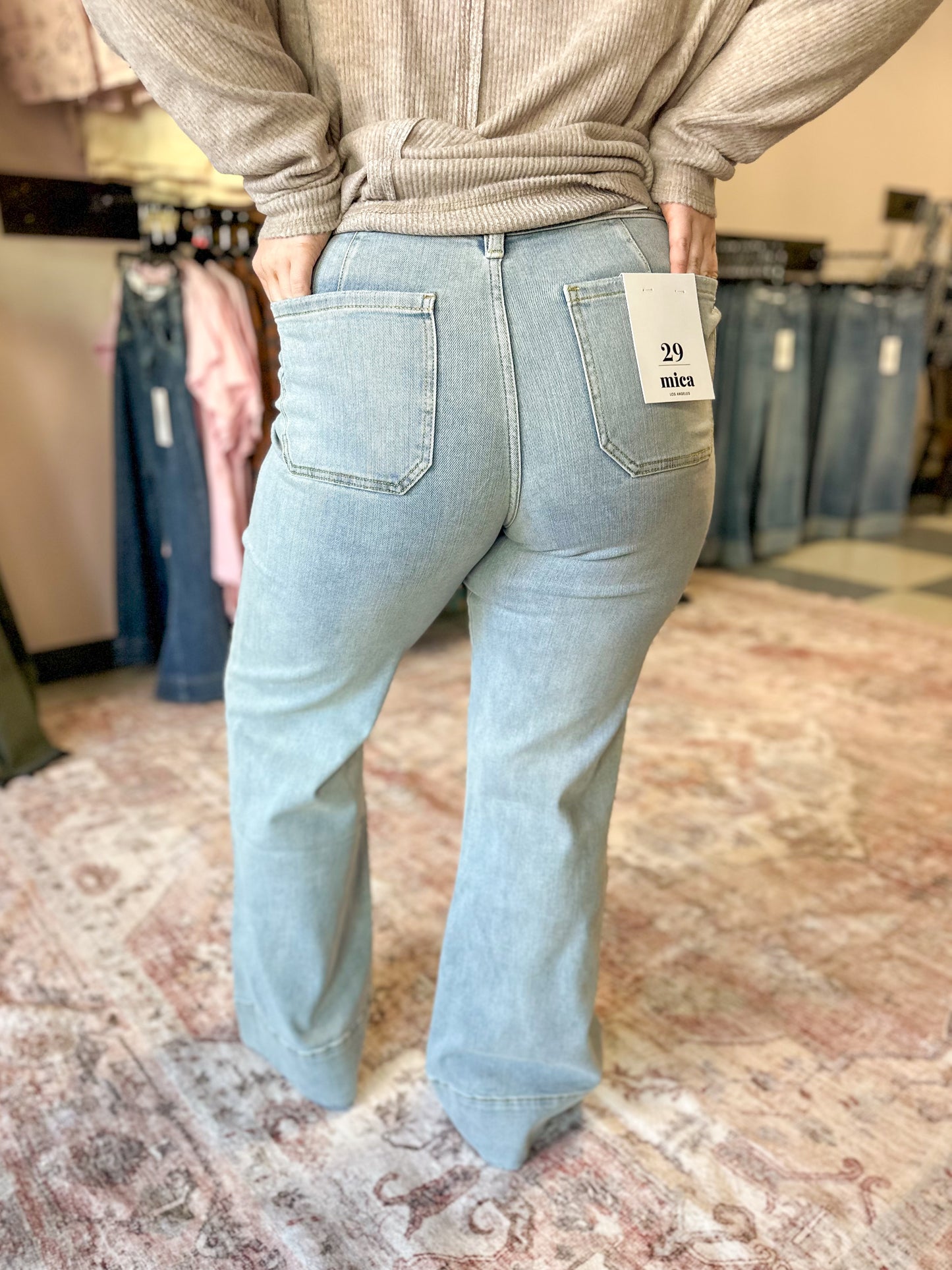 MICA: Patch Pocket Wide Leg Jeans