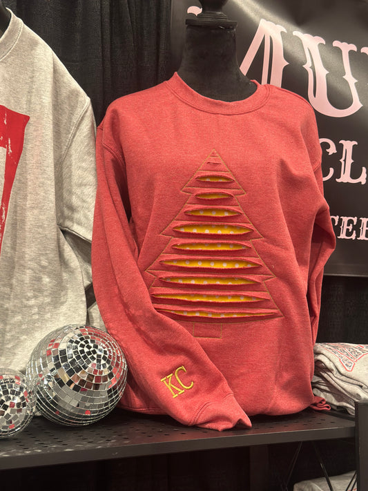 Distressed Tree Crewneck