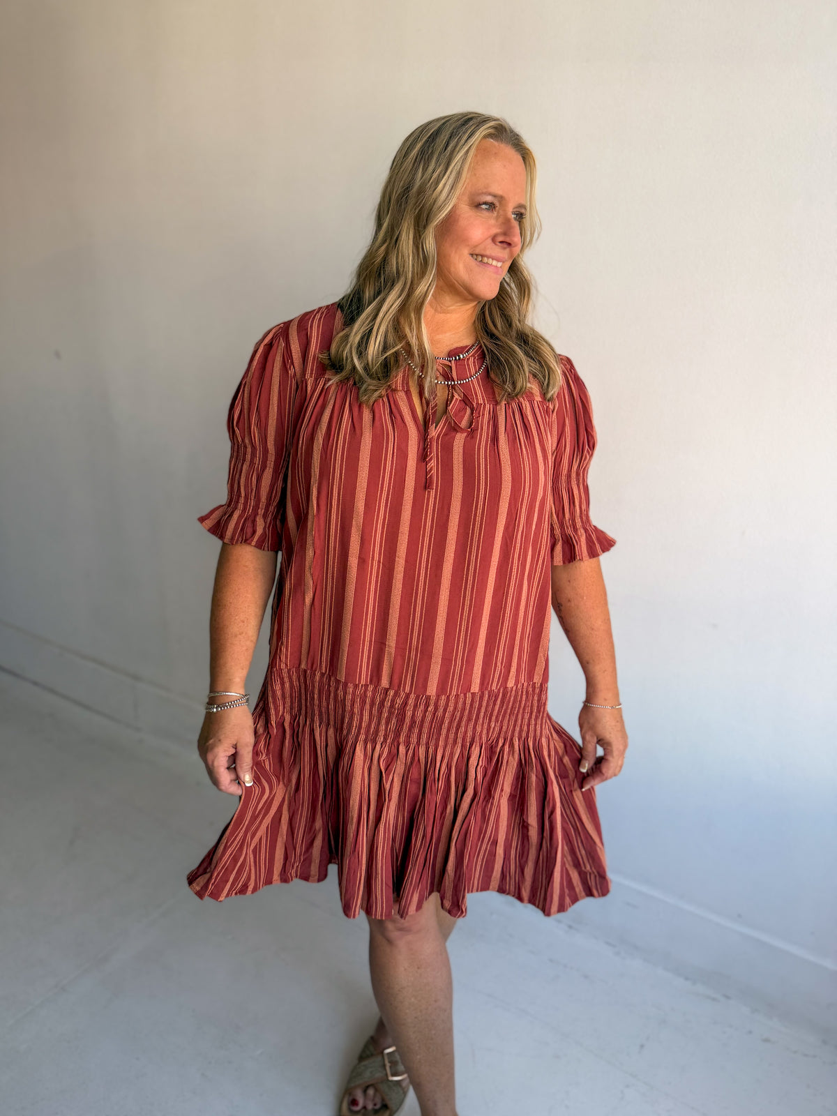 Marsala Half Sleeve Mini Dress