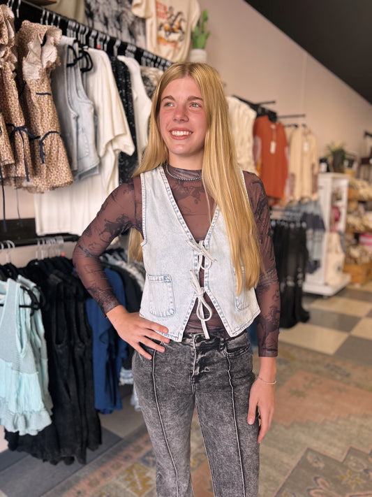The Cowgirl Mesh Mock Neck Top