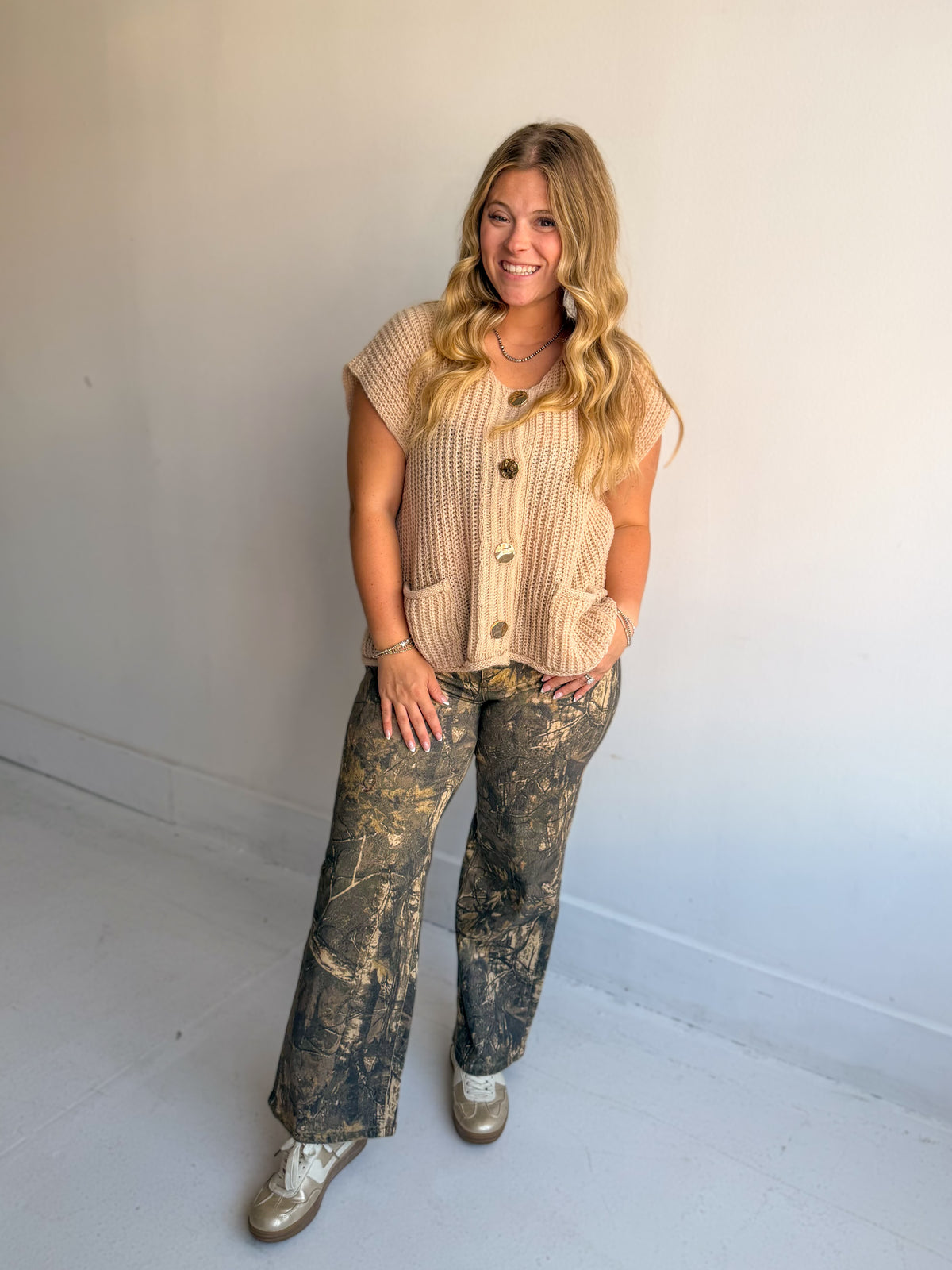 Cream Buttoned Up Sweater Vest