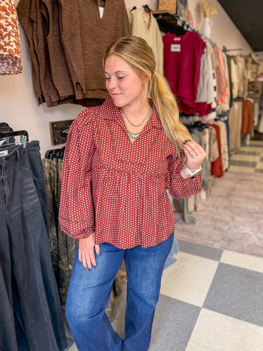 Dotted Peplum Styled Top