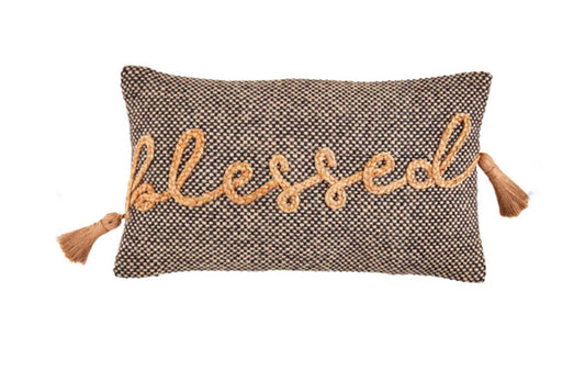 Mud Pie Blessed Tassel Pillow