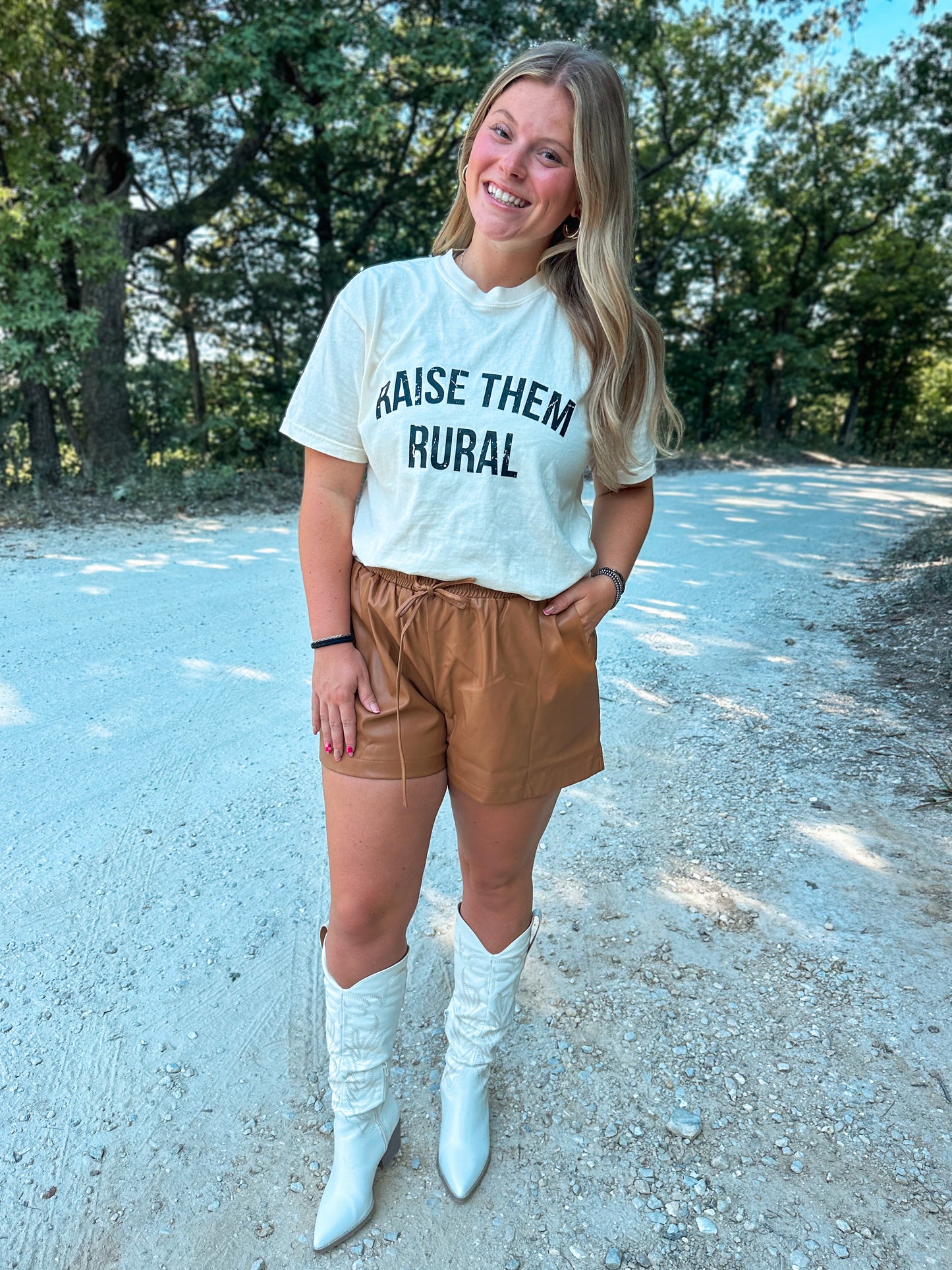 Cognac Faux Leather Shorts