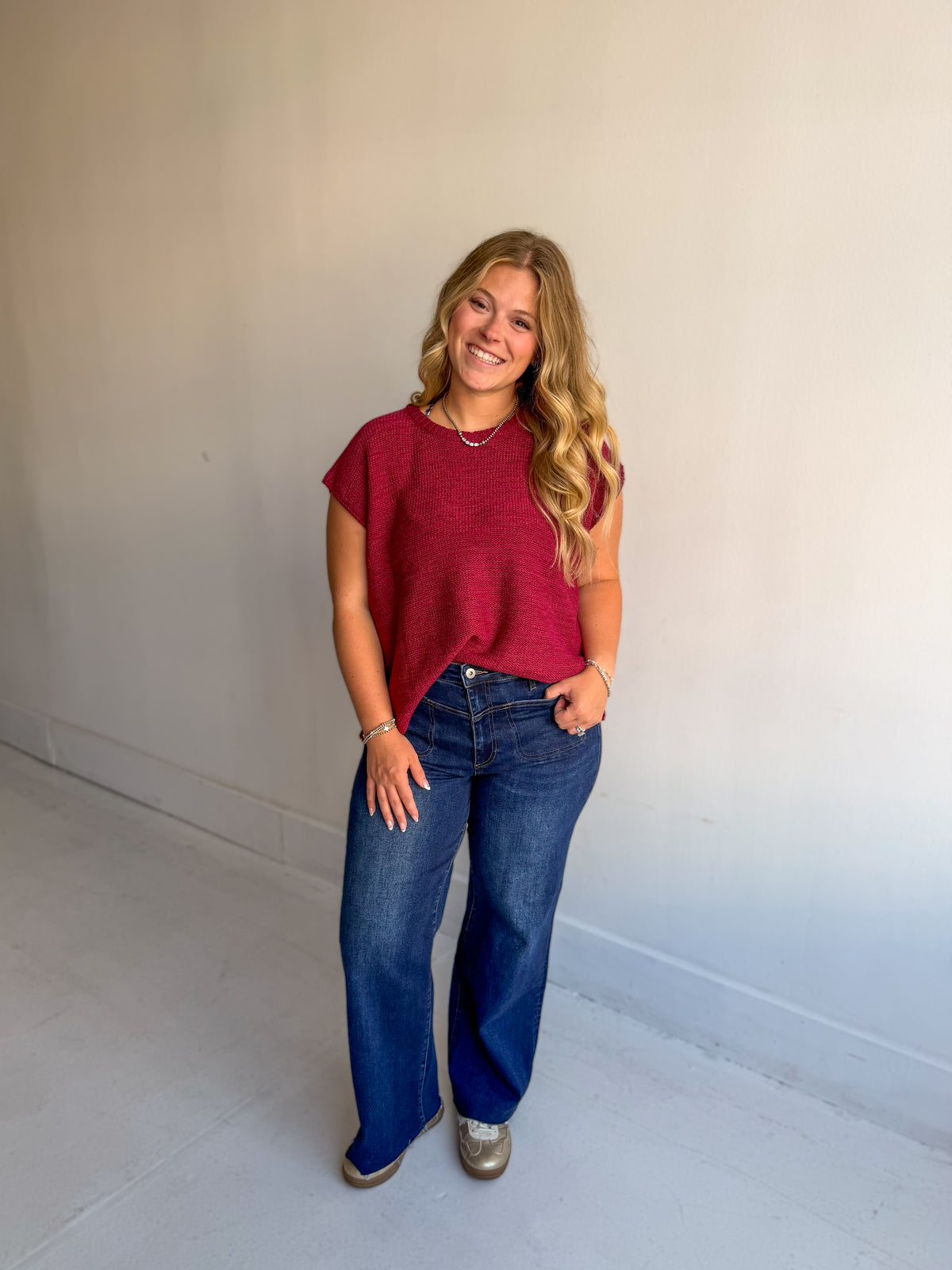 Mica: Dark Wash High Rise Wide Leg Jeans