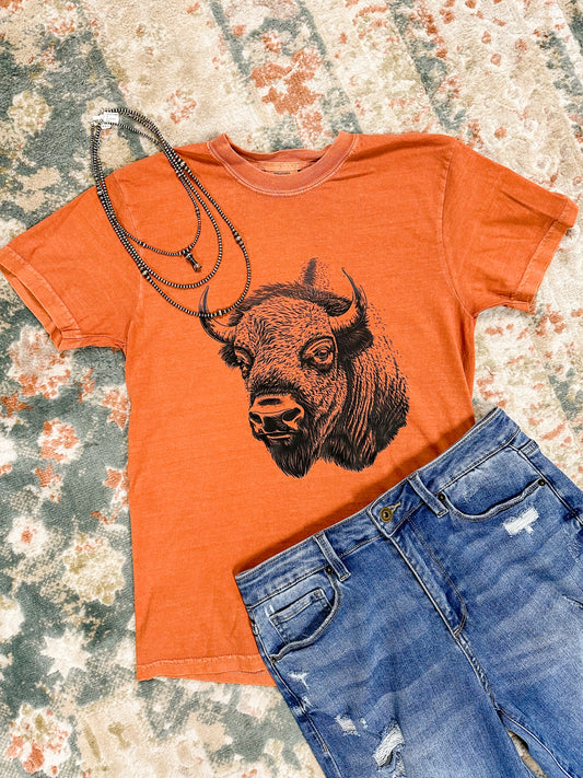 Rust Buffalo Head Graphic Tee