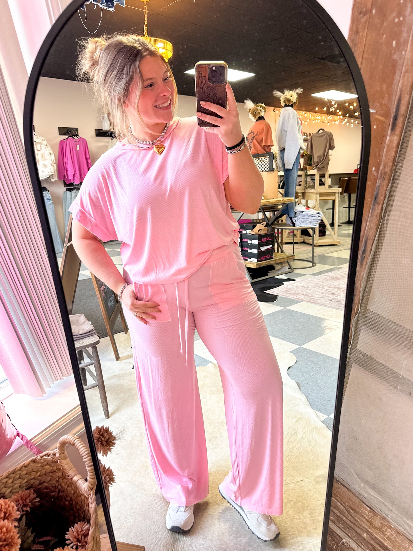 Candy Pink Vintage Washed Lounge Set