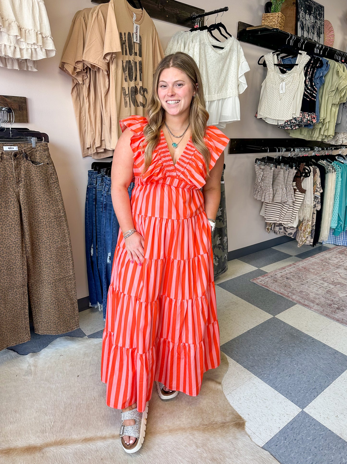 Summer Sun Striped Maxi Dress