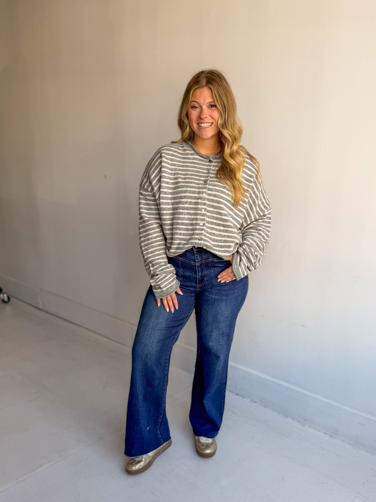 Mica: Dark Wash High Rise Wide Leg Jeans