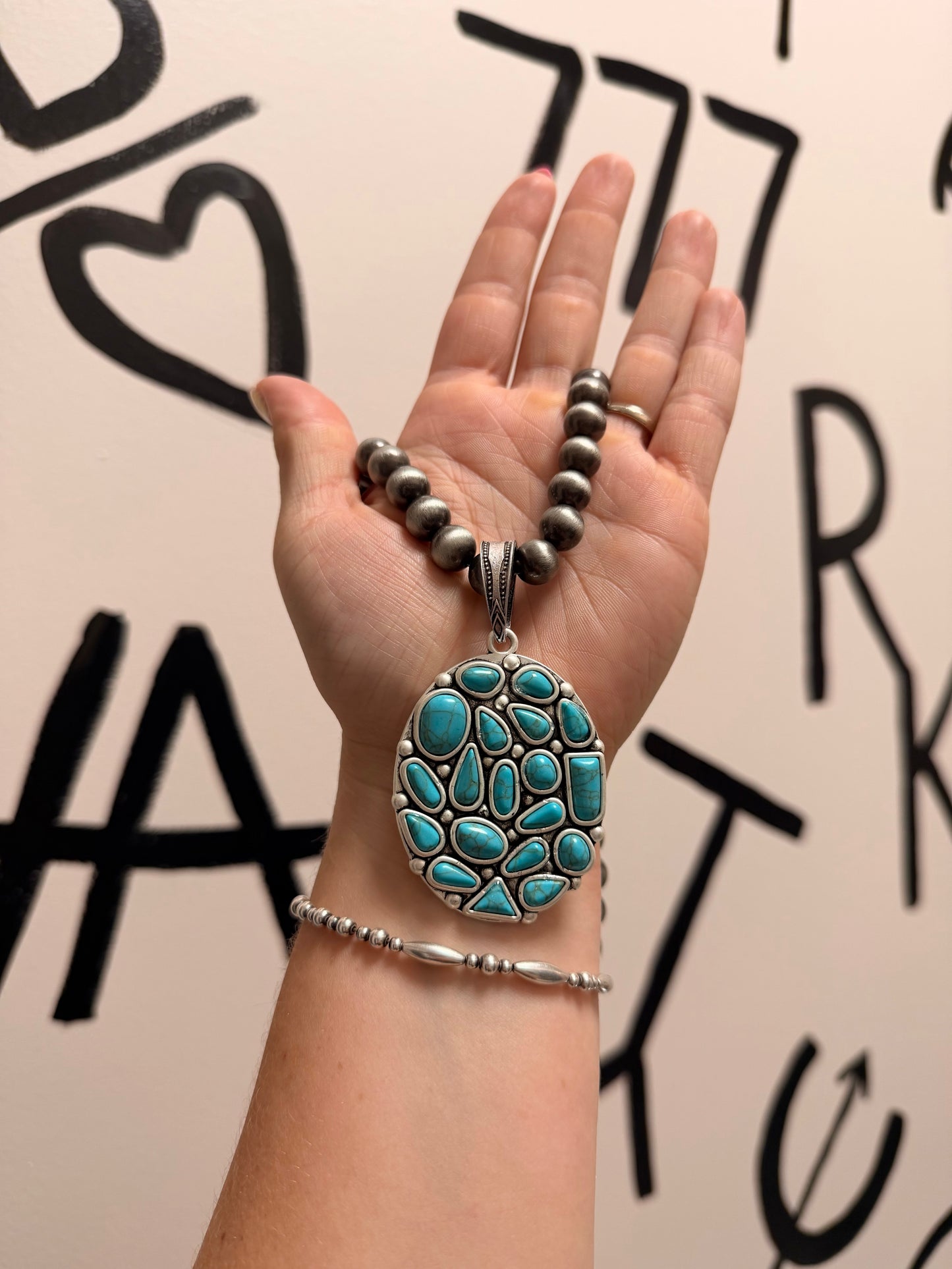 Collage Faux Turquoise Necklace