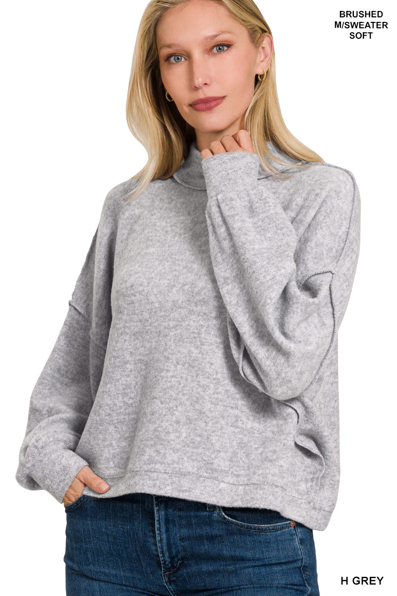 Brushed Melange Sweater in Heather Grey