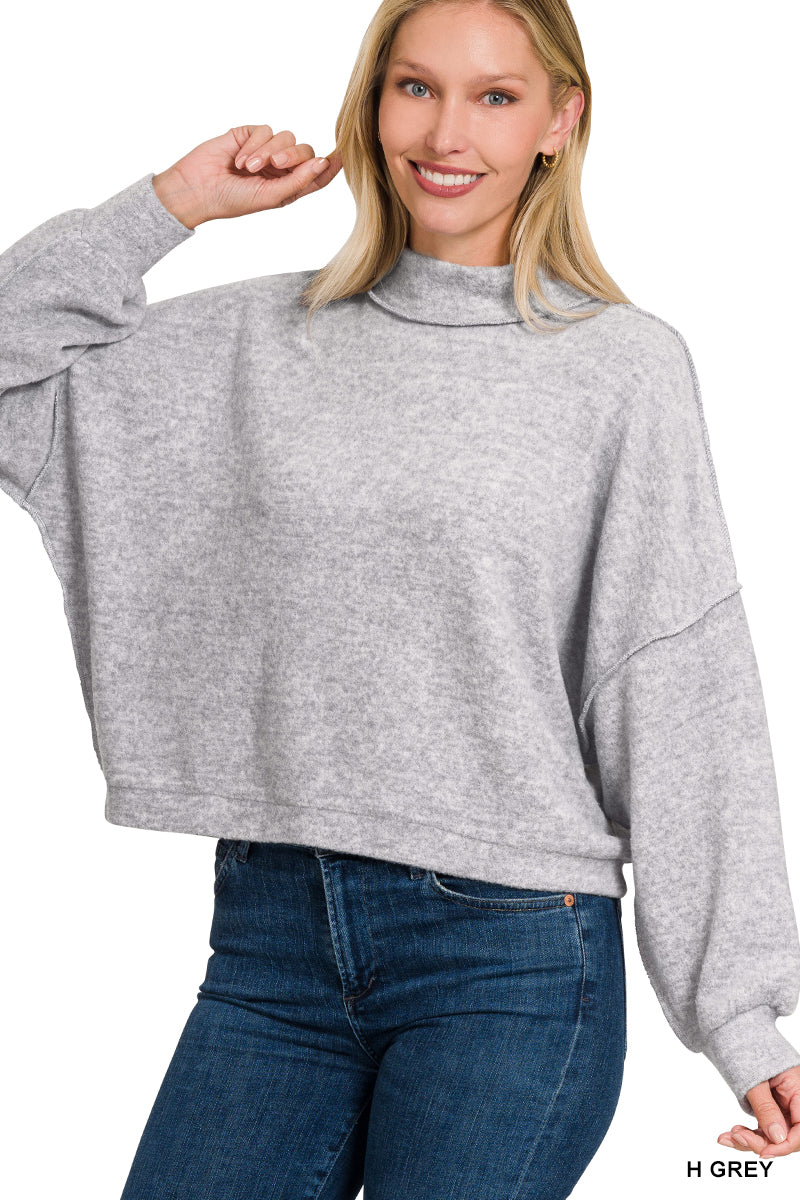 Brushed Melange Sweater in Heather Grey