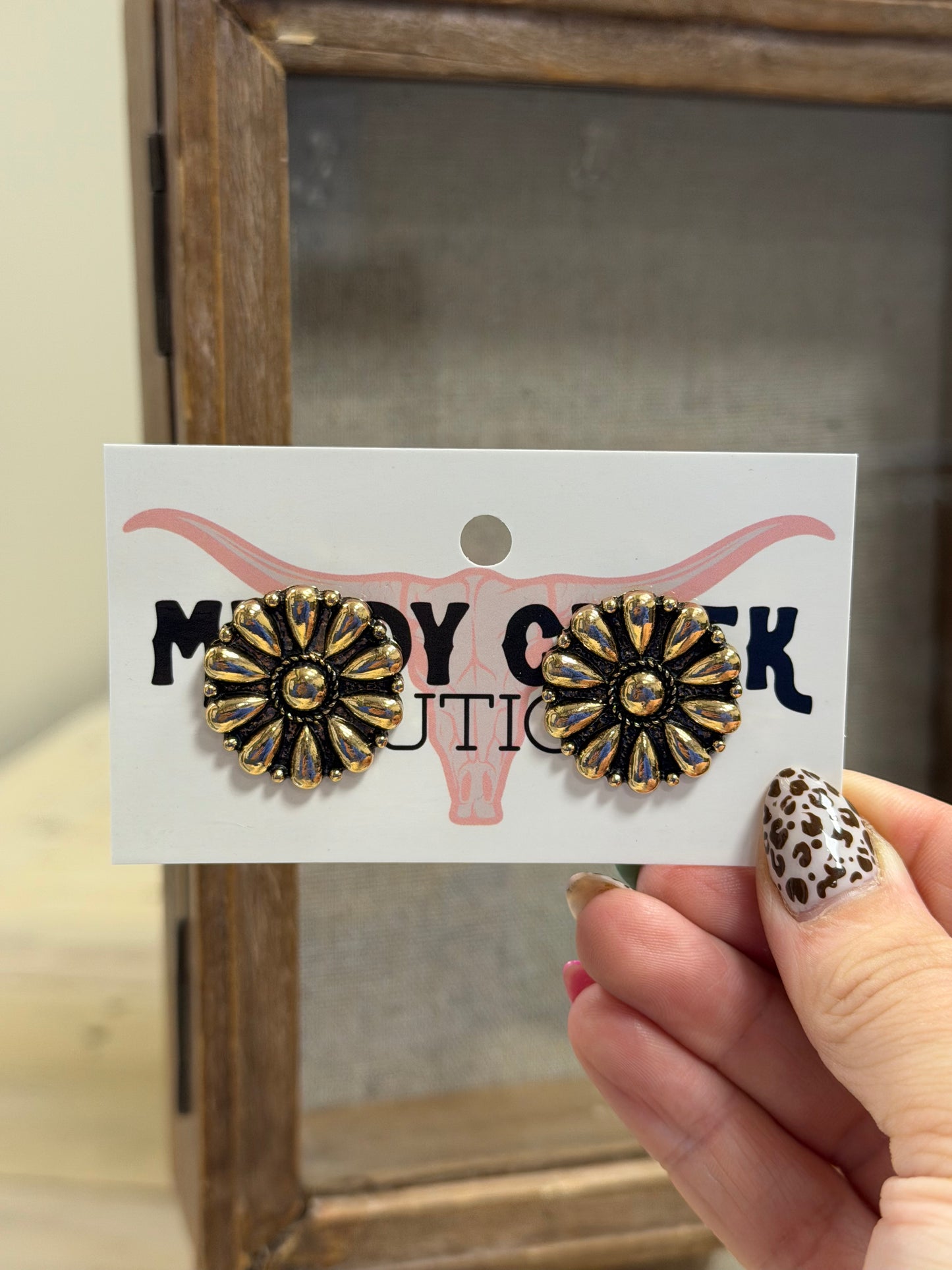 Golden Flower Concho Studs