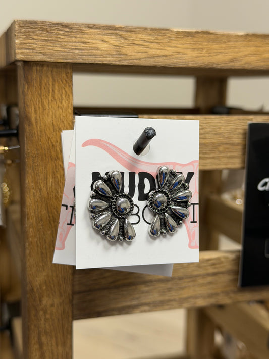 Silver Fan Earring Cluster