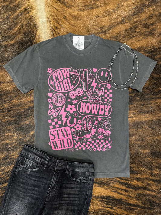 Stay Wild Cowgirl Collage Graphic Tee