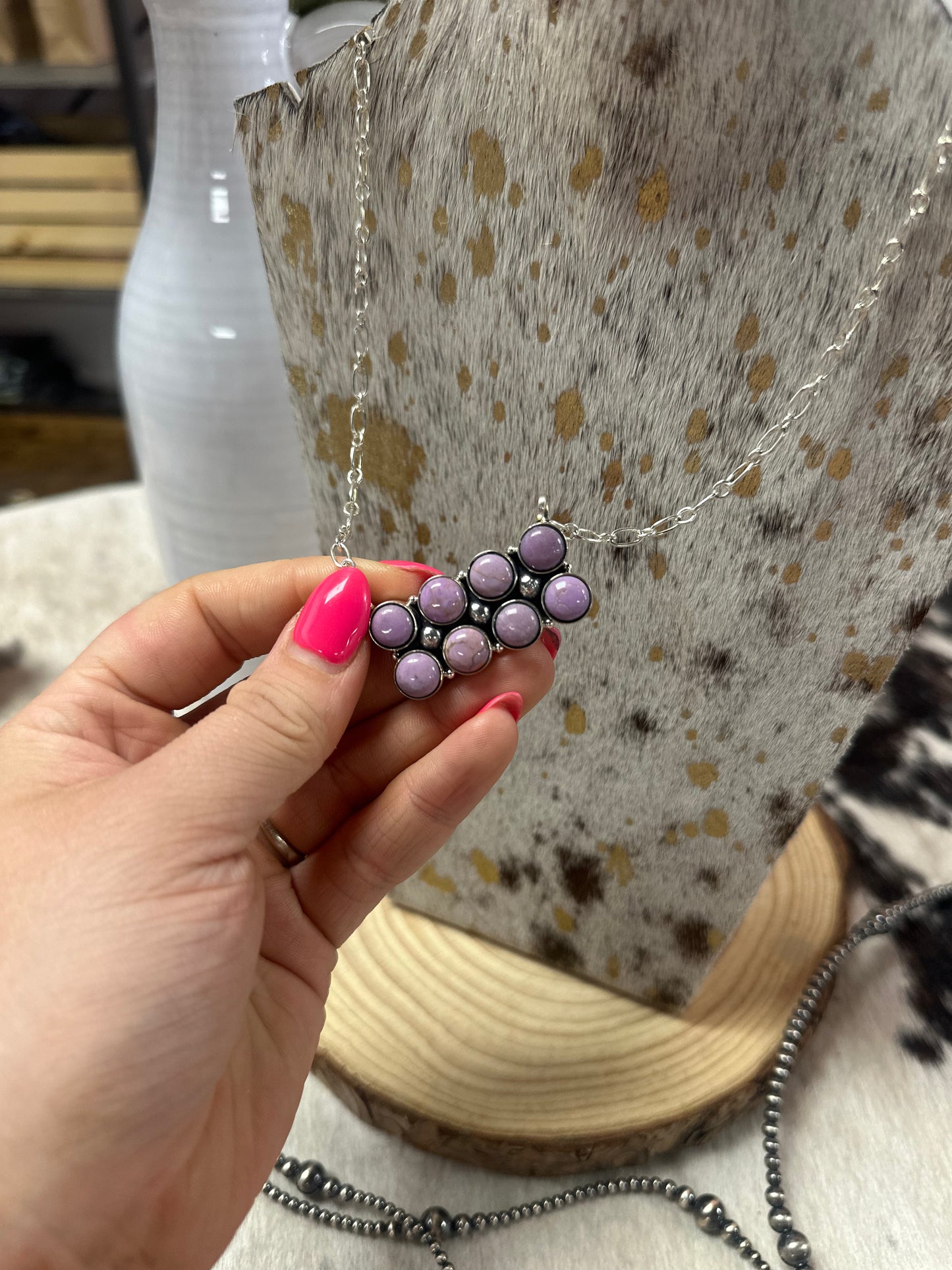 Lilac Pendant Necklace- 18 in.