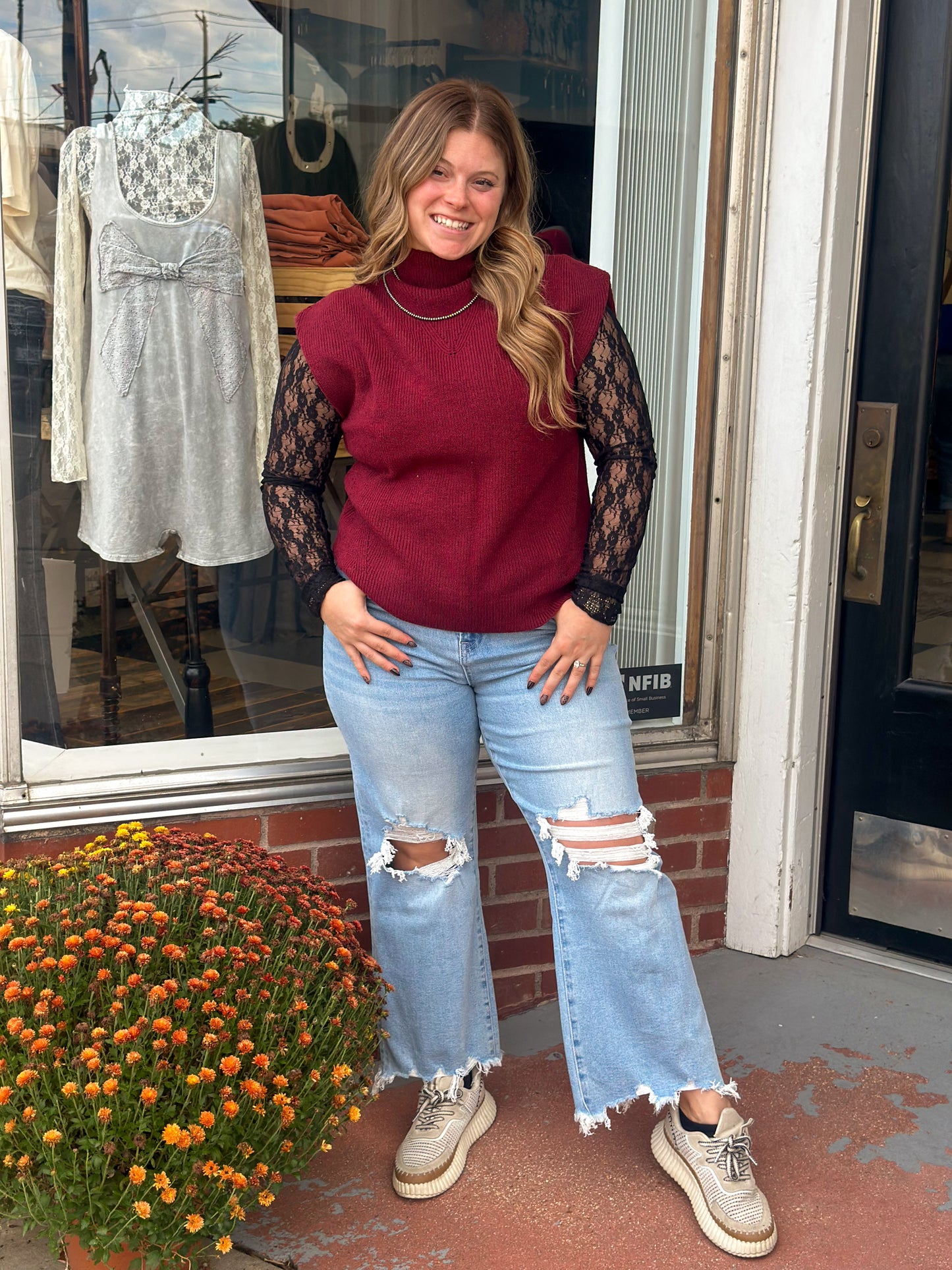 Gringa Burgundy Sweater Vest Pullover