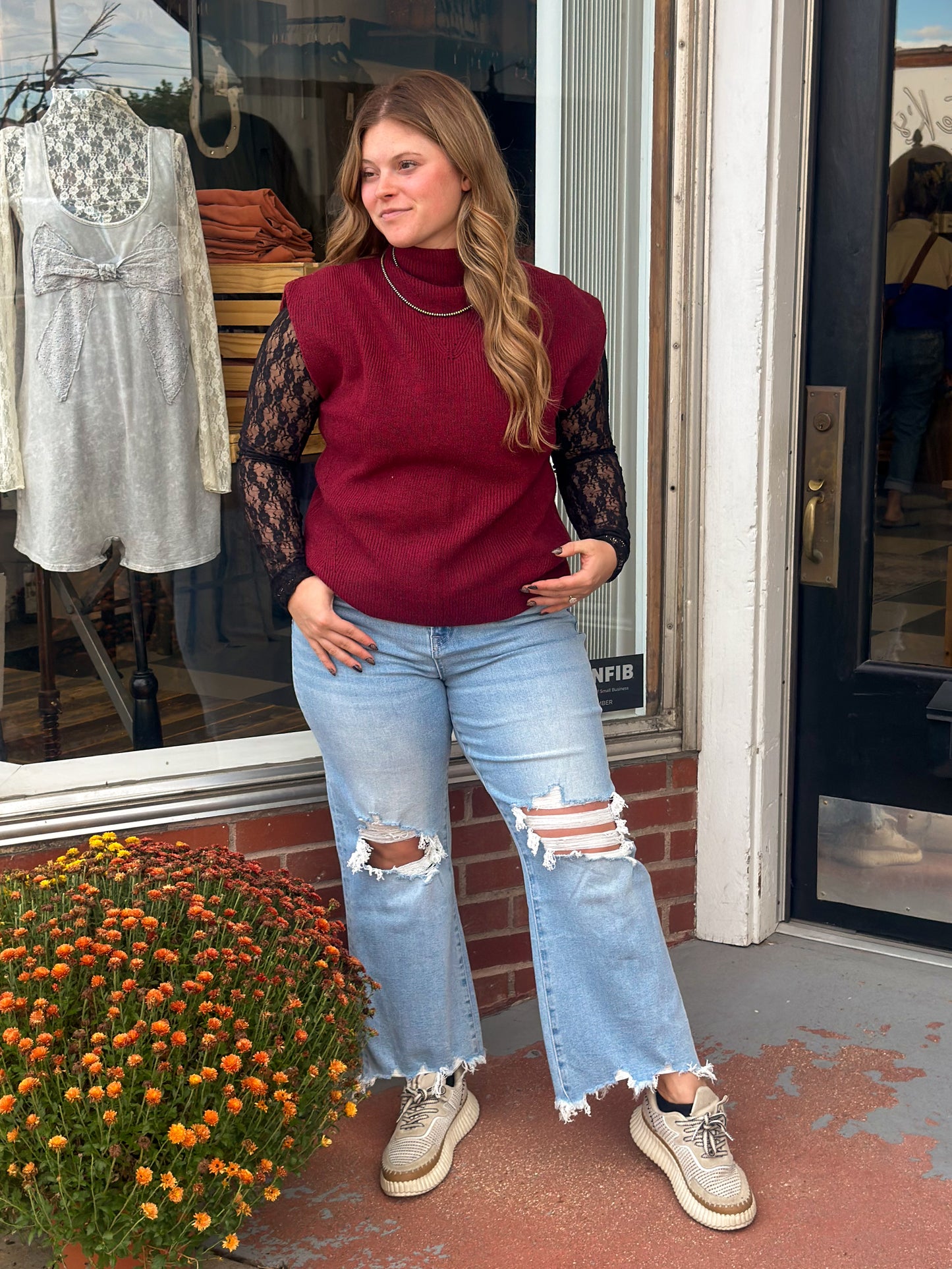 Gringa Burgundy Sweater Vest Pullover