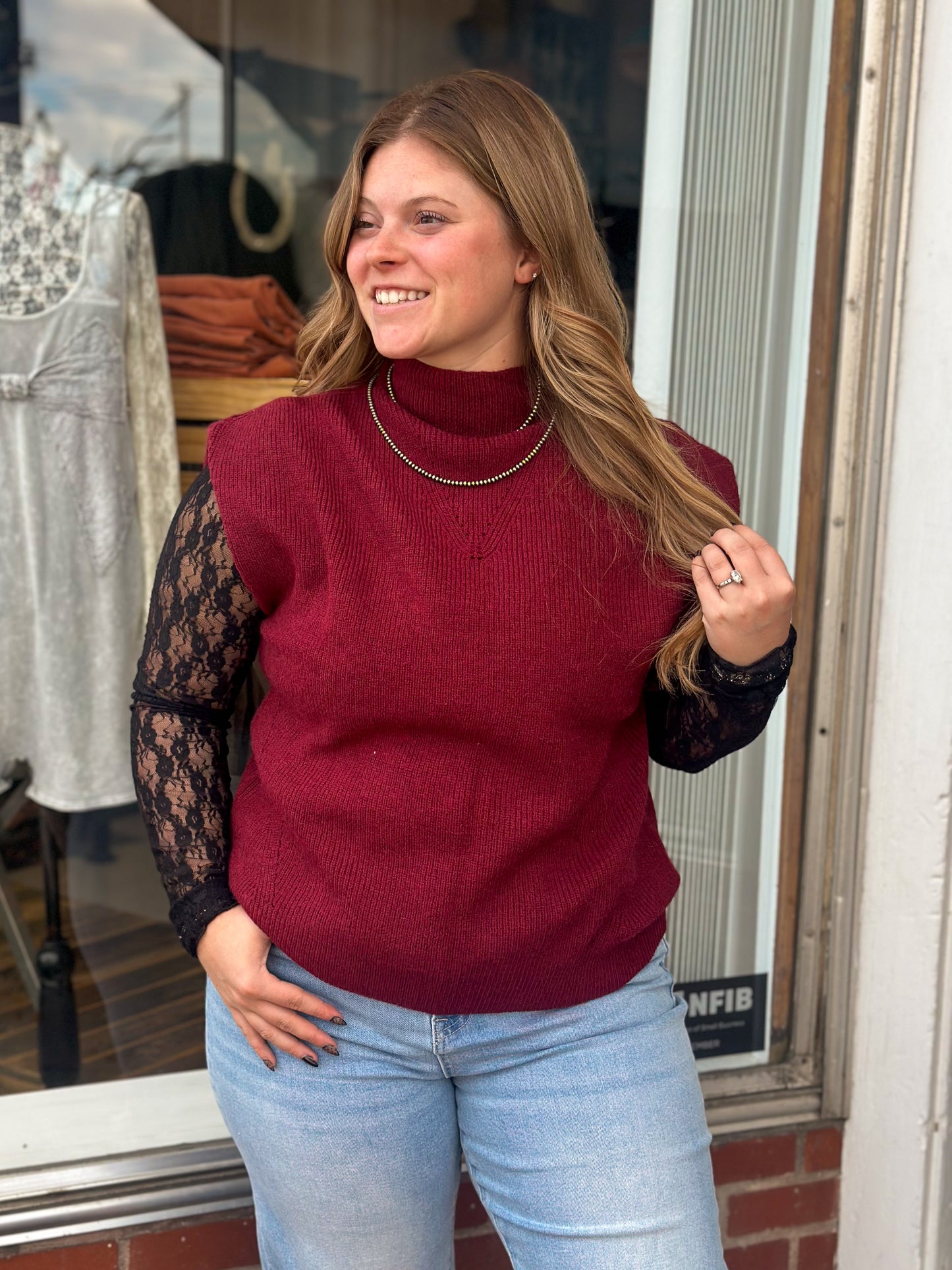 Gringa Burgundy Sweater Vest Pullover