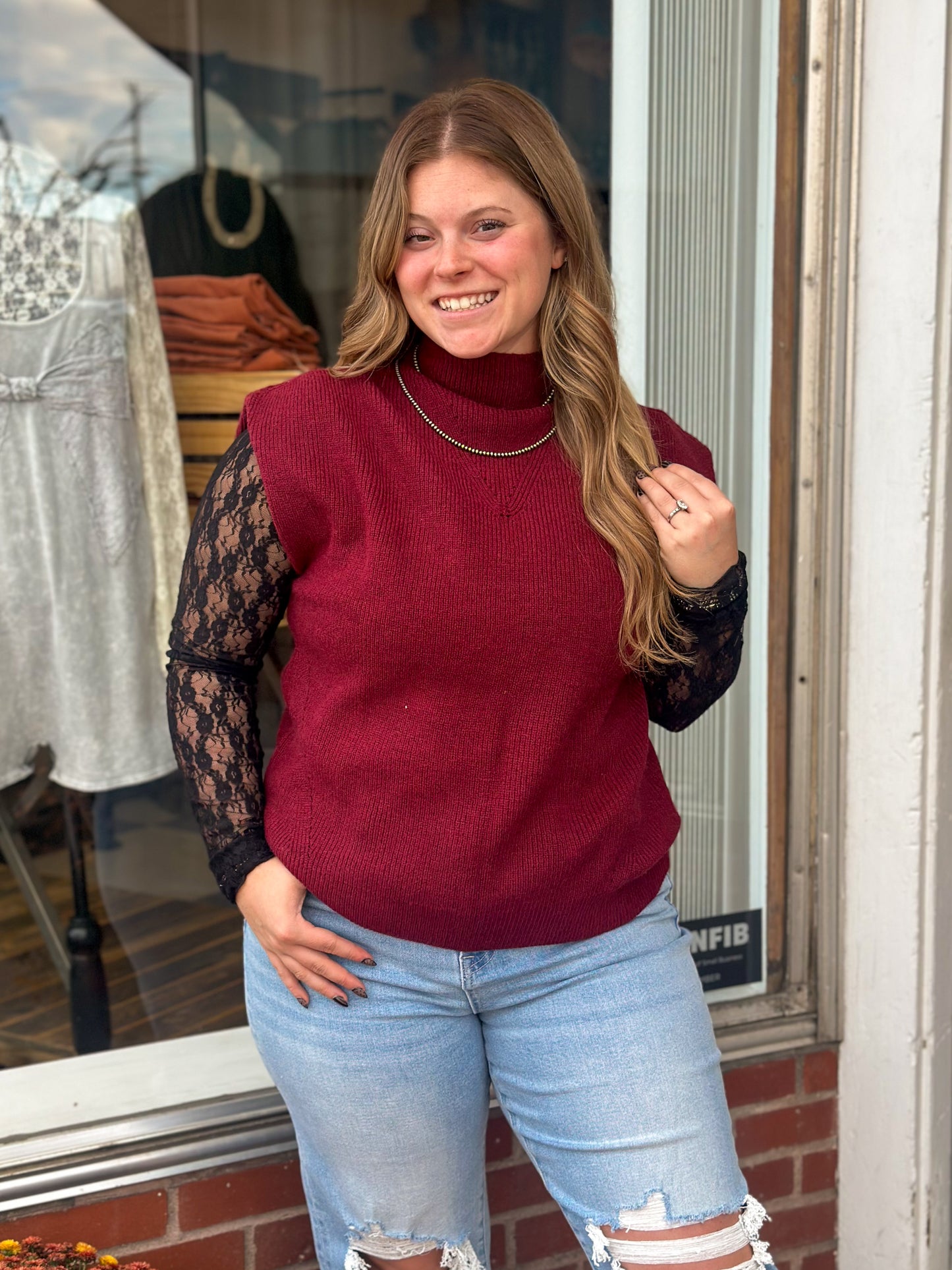 Gringa Burgundy Sweater Vest Pullover