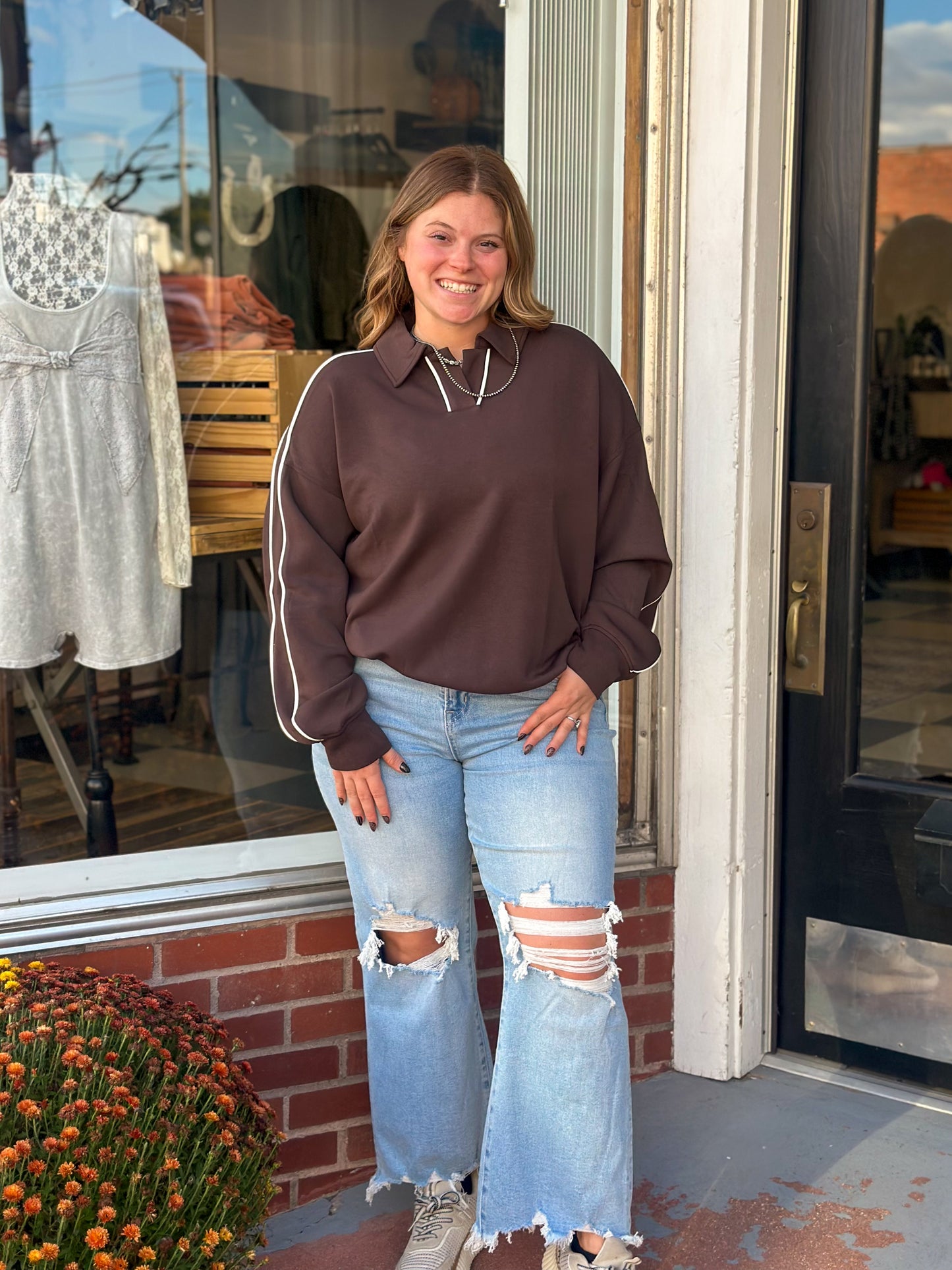 Chocolate Brown Polo Top