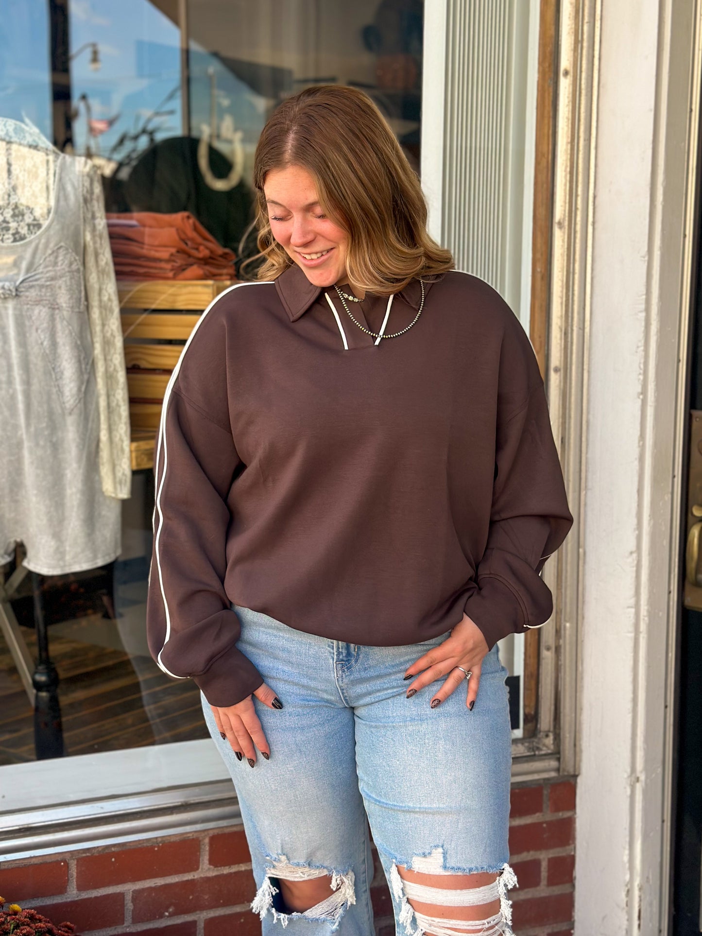 Chocolate Brown Polo Top