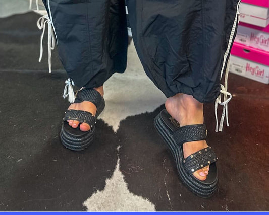 Corkys: Walk of Shame - Black Raffia