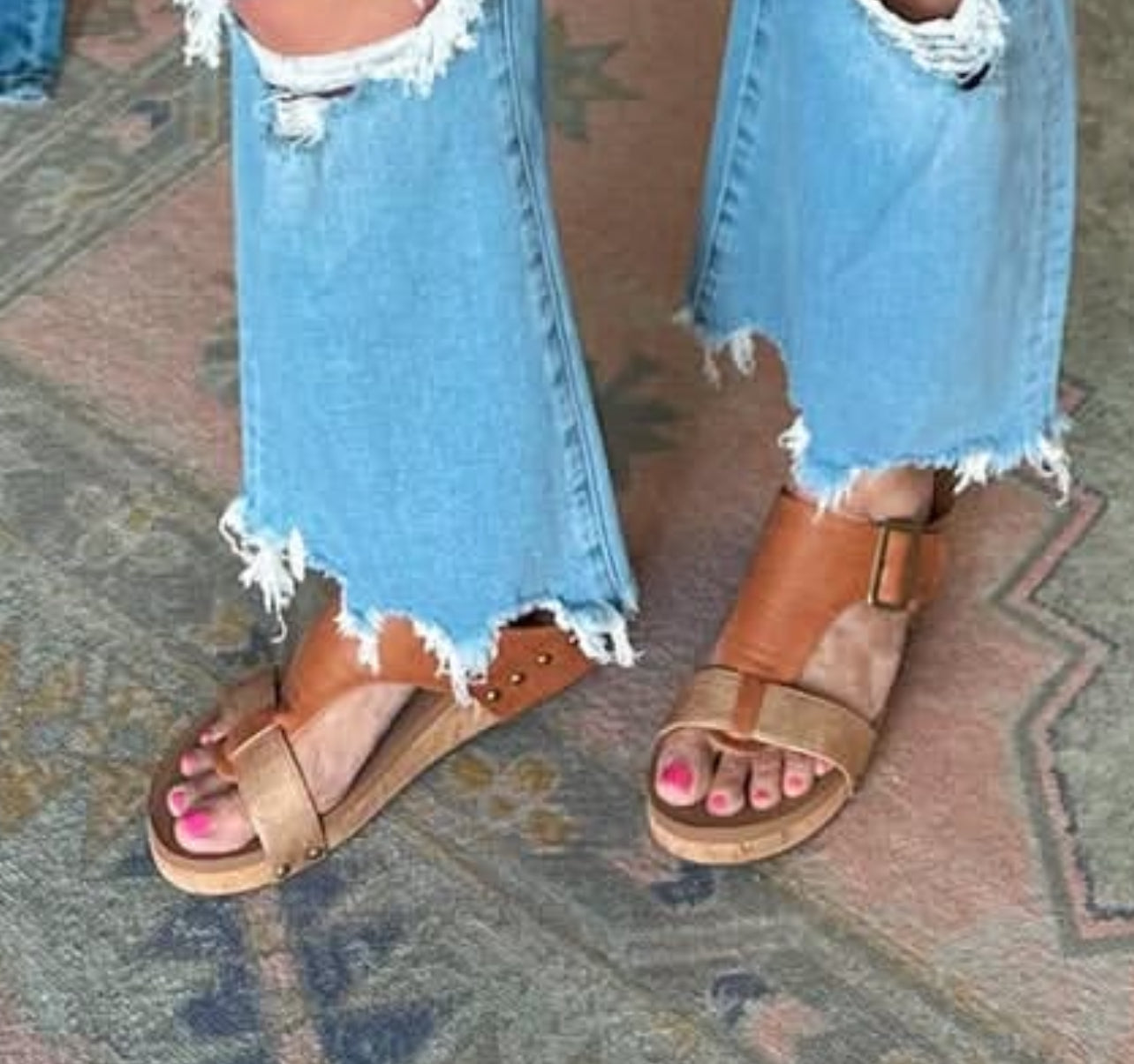 Corkys: Top Secret in Gold and Cognac Sandal