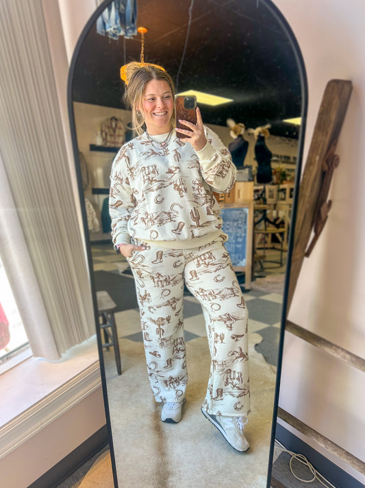 Cream Wild West Lounge Set Bottoms