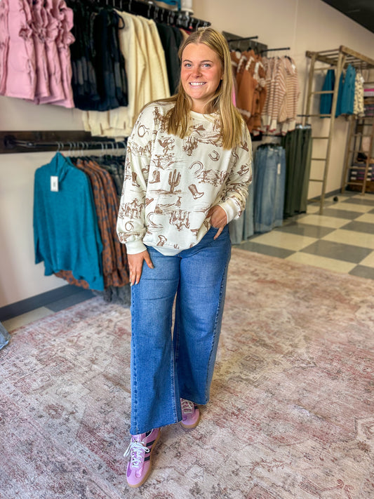 RISEN: Slouchy Cropped Barrel Jeans Medium Wash