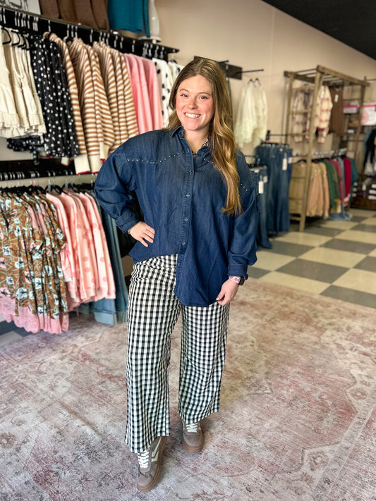 Black & White Gingham Print Pants