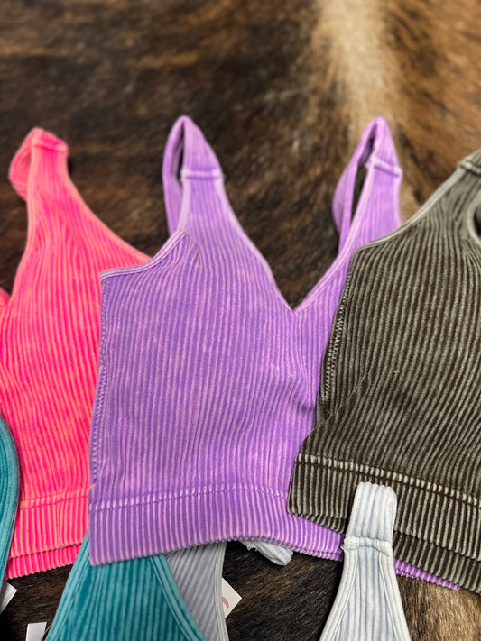 Bright Violet Ribbed and Padded Seamless Tank