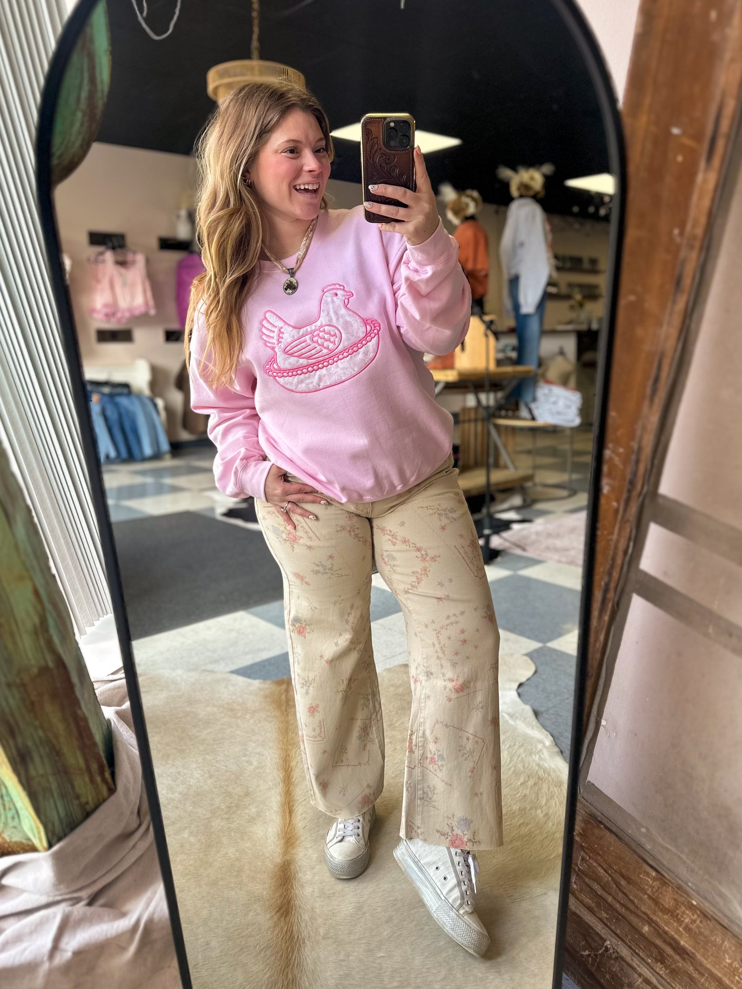 Nesting Hen Embroidered Crewneck