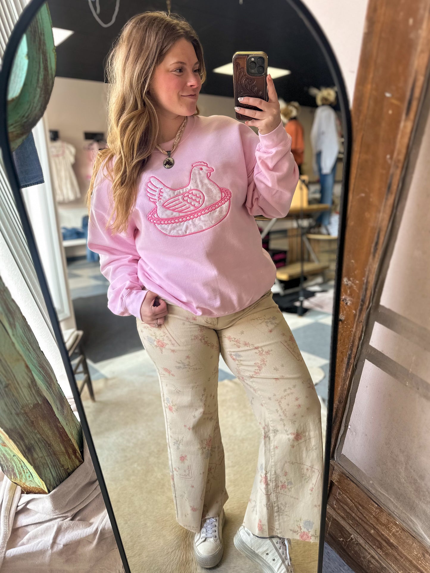 Vintage Patchwork Printed Crop Jeans