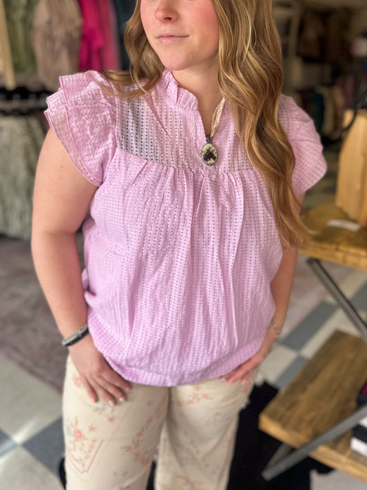 Lavender Ruffle Sleeve Top