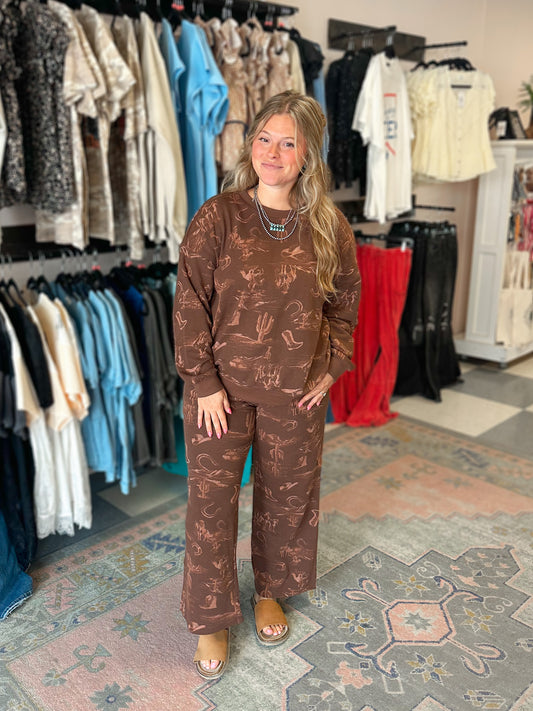 Wild West Printed Lounge Set Bottoms
