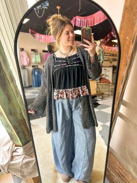 Charcoal Knitted Cardigan