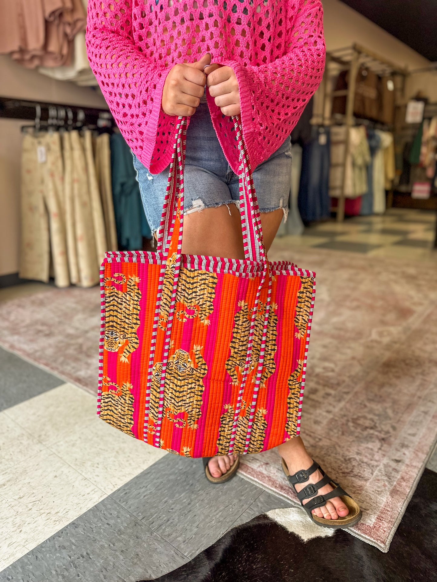 Tiger Quilted Tote Bag